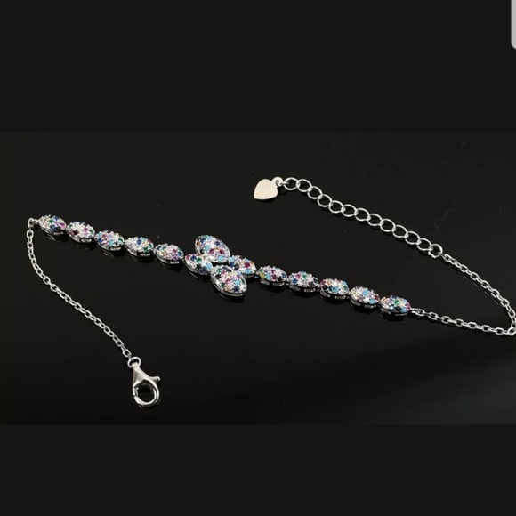 Multi gemstone & white topaz sterling bracelet